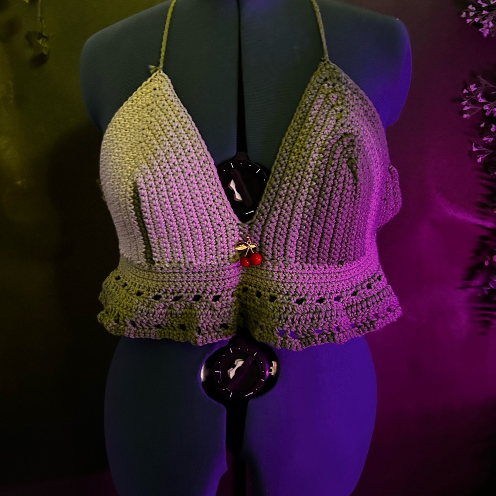 Handmade Green Crochet Crop Top